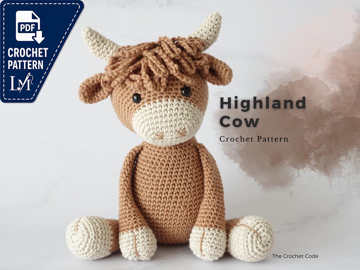 Highland Cow Crochet Pattern, Amigurumi Highland Cow, Farm Crochet Animals, Crochet PDF Pattern, Crochet Plushie Pattern, Bull Crochet